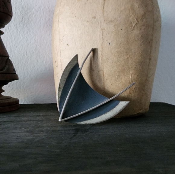 Abstract Modernist Sterling "Star Trek" Brooch By Jewelart - Picture 2 of 5